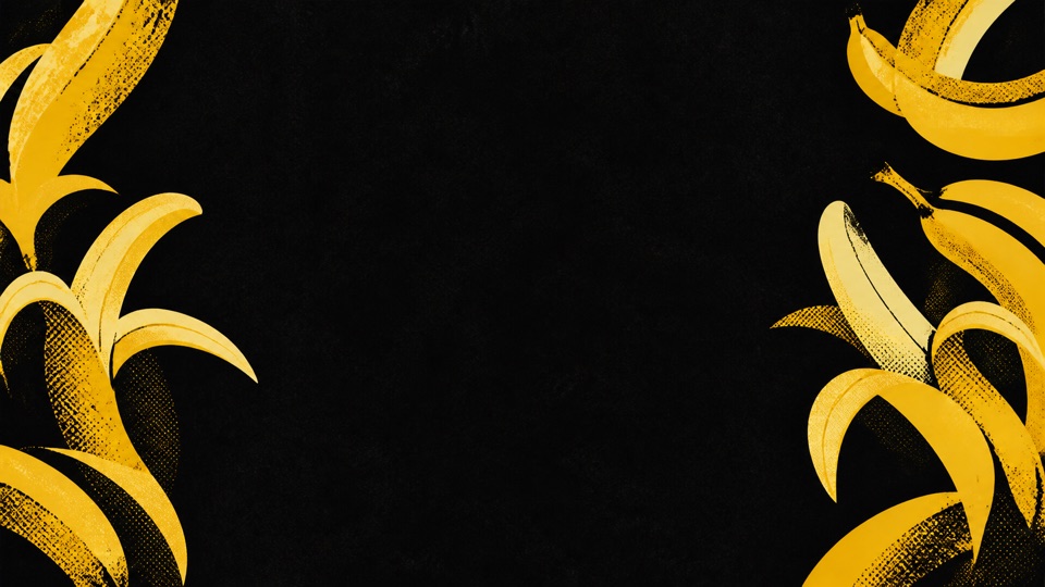 Banana Noir recording theme with gold bananas on a deep black frame